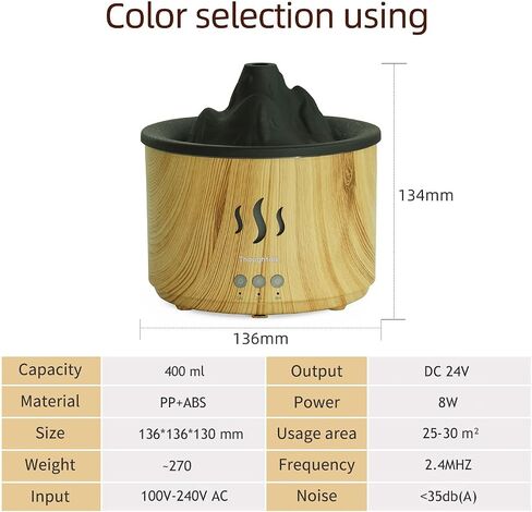 Fire Flame Essential Diffuser, Aromatherapy Oil Diffuser, Fireplace Humidifier, 200ml Cool Mist Ultrasonic Fragrance Aroma Humidifier for Home, Bedroom, Auto-Off, Premium 2 Colors Changing Light. in Saudi Arabia