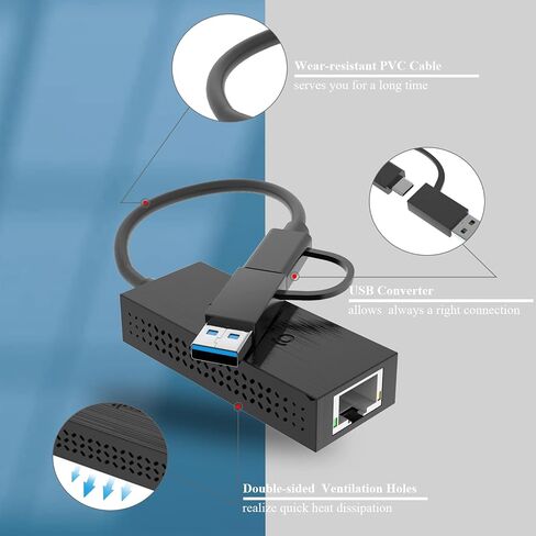 WAVLINK USB C to Ethernet Adapter 2.5 Gbps, USB to 2.5G Ethernet Adapter with 95W Power for Laptop, USB-C to RJ45 Network Converter (Thunderbolt 4/3 Compatible) for Windows, Mac OS, iPad OS and More in Saudi Arabia