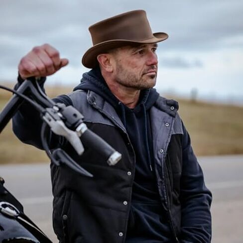 American Hat Makers Marlow Leather Top Hat — Stylish & Shapeable Wide Brim Hat in Kuwait