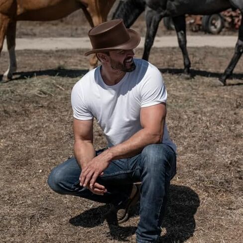 American Hat Makers Marlow Leather Top Hat — Stylish & Shapeable Wide Brim Hat in Kuwait