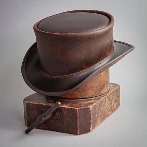 American Hat Makers Marlow Leather Top Hat — Stylish & Shapeable Wide Brim Hat in Kuwait