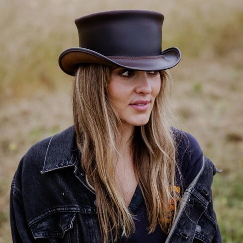 American Hat Makers Marlow Leather Top Hat — Stylish & Shapeable Wide Brim Hat in Kuwait