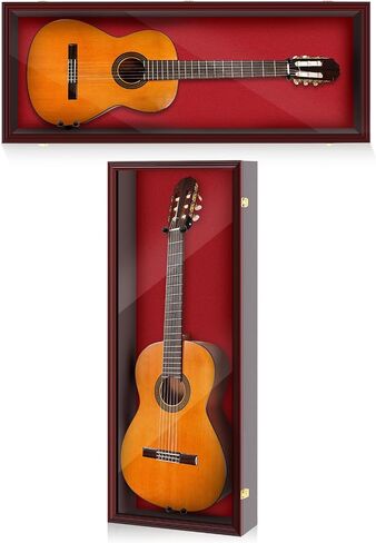 Electric Guitar Display Case Wall Mount Guitar Case Hardwood Cabinet Shadow Box with Hanger Stand and Lock W/ 98% UV Protection Acrylic Clear Door for Musician Collection (Black,44'') in Saudi Arabia