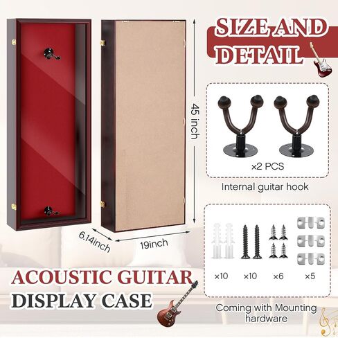 Electric Guitar Display Case Wall Mount Guitar Case Hardwood Cabinet Shadow Box with Hanger Stand and Lock W/ 98% UV Protection Acrylic Clear Door for Musician Collection (Black,44'') in Saudi Arabia