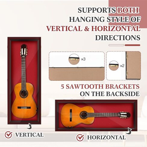 Electric Guitar Display Case Wall Mount Guitar Case Hardwood Cabinet Shadow Box with Hanger Stand and Lock W/ 98% UV Protection Acrylic Clear Door for Musician Collection (Black,44'') in Saudi Arabia