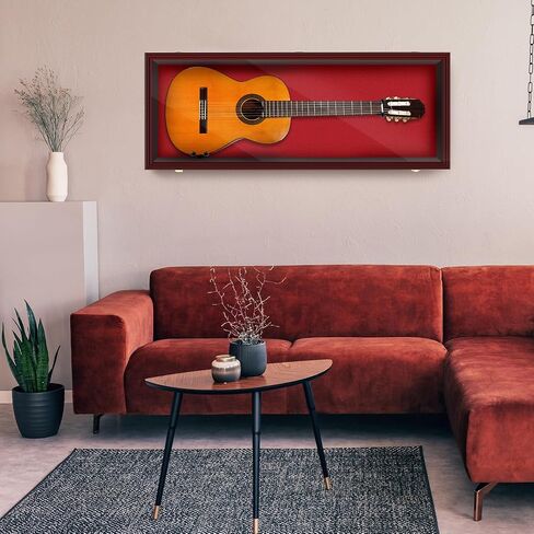 Electric Guitar Display Case Wall Mount Guitar Case Hardwood Cabinet Shadow Box with Hanger Stand and Lock W/ 98% UV Protection Acrylic Clear Door for Musician Collection (Black,44'') in Saudi Arabia