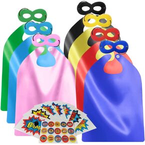 ADJOY Superhero Capes and Masks for Kids Birthday Party 7 Sets - DIY Dress Up Costumes - Bluk Pack (Black) in Kuwait