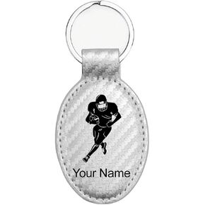 LaserGram Oval Keychain, Football Player, Personalized Engraving Included in Kuwait