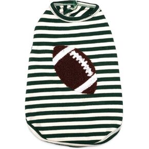 The Worthy Dog Appliqué Football Graphic Sleeveless Dog Tees, Cotton Soft Tank T-Shirt for Dogs, Breathable Summer Outfit for Pets, Green - XXL in Saudi Arabia