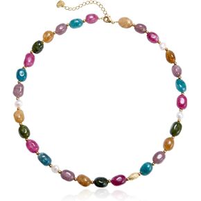 Colorful Beaded Necklace for Women Multicolored Freshwater Pearl Strand Necklace Adjustable Necklace Y2K Trendy Pearl Necklace Jewelry Gifts for Birthday in Kuwait