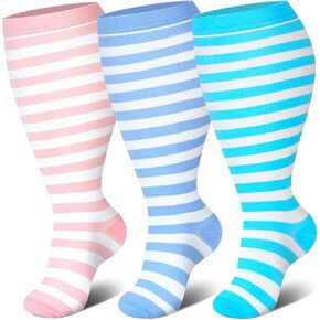 Genovega 3 Packs Wide Calf Compression Socks for Women Men Knee Hight S/M-4XL for Gifts in Kuwait