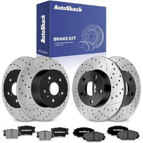 Autoshack Brake Kit Replacement for 2006-2018 Toyota Rav4 2010-2012 exus HS250H 2.4L 2.5L 4WD AWD FWD الخلفية الأمامية الخلفية المغطاة بالقرص المغطى بالقرص المغطى بالقرص الخزفي SCD1210PR41442 in Saudi Arabia