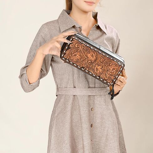 American Darling Jewelry Box Hand Tooled Genuine Leather Women Bag Western Handbag Purse in Kuwait