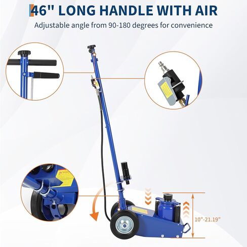 22 طنًا مقبس أرضية هيدروليكية من أجل الشاحنات والجرارات الشاقة-سعة 44000 رطل ، انخفاض مستوى (9 "-17.7") ، 4 محولات (10/20/00/10 ملم) ، مقبض قابل للتعديل 46 "-قوة مزدوجة (الهواء/الهيدروليكي) in Kuwait