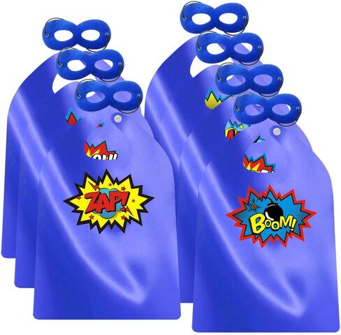 ADJOY Superhero Capes and Masks for Kids Birthday Party 7 Sets - DIY Dress Up Costumes - Bluk Pack (Black) in Saudi Arabia