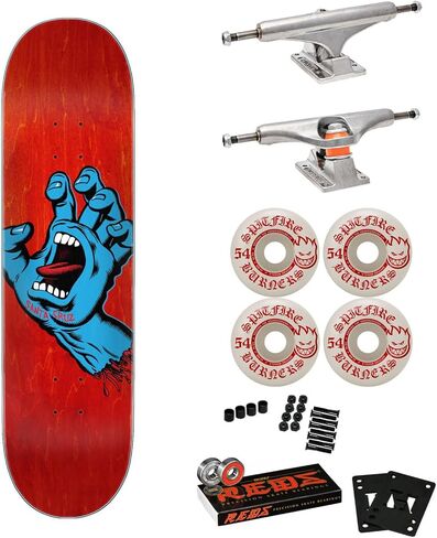 Santa Cruz Skateboard Complete Screaming Hand Red 8.0" x 31.6" with Independent Trucks, Spitfire Wheels, Bones Reds Bearings, Hardware, and Griptape in Saudi Arabia
