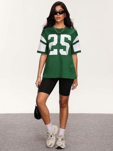 SOLY HUX Women's Jersey Shirts Number Graphic Tees Short Sleeve Crew Neck Loose Y2k Tops in Saudi Arabia