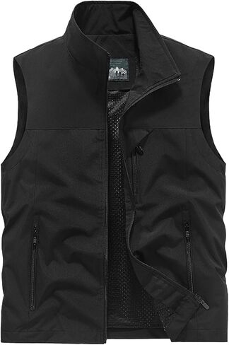 JiXiang Mens Vest Outdoor Workout Lightweight Sleeveless Work Jacket Hiking Travel Breathable Outerwear with Multiple Pockets in Saudi Arabia