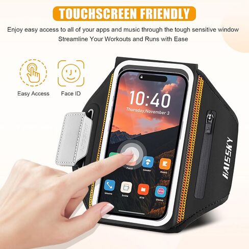 Running Armband with Earphone Bag for iPhone 16/15/14 Max/Pro/Plus & Galaxy S20/S10, Touchscreen Compatible, Phone Holder for Running with Card Slot & Key Pockets, Fit Up to 6.9 Phone in Saudi Arabia
