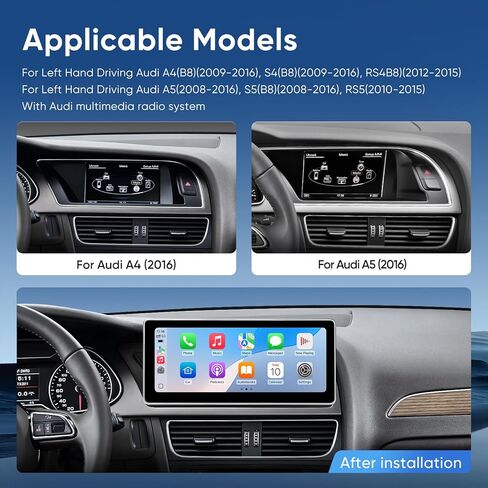 10.25 inch Touchscreen for Audi A4 A5 S4 S5 RS4 RS5 2009-2016 (Multimedia System) Built in Wireless CarPlay Android Auto Upgrade Factory Car Radio Receiver Retain Original Stereo Amplifier System in Kuwait