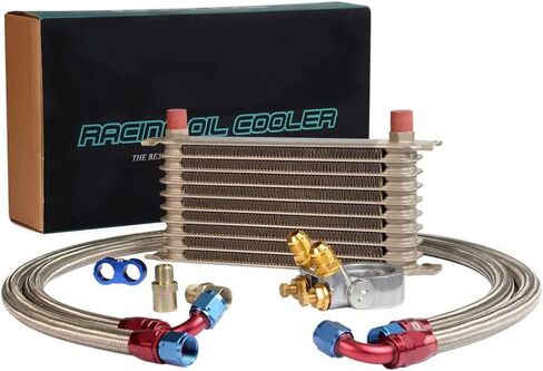 Compatible For LS1 LS2 LS3 19 ROW Engine Oil Cooler with Sandwich Plate Kit An 10 Oil Lines Oil Cooler Kit Black in Saudi Arabia