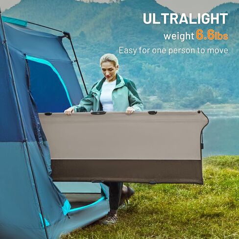 TIMBER RIDGE Lightweight Aluminum Camping Cot, 20-Second Quick Set-Up Folding Cot with Zipper Closure, Portable Carry Bag Included for Camping, Travel and Outdoors, Support up to 225lbs, Blue in Kuwait