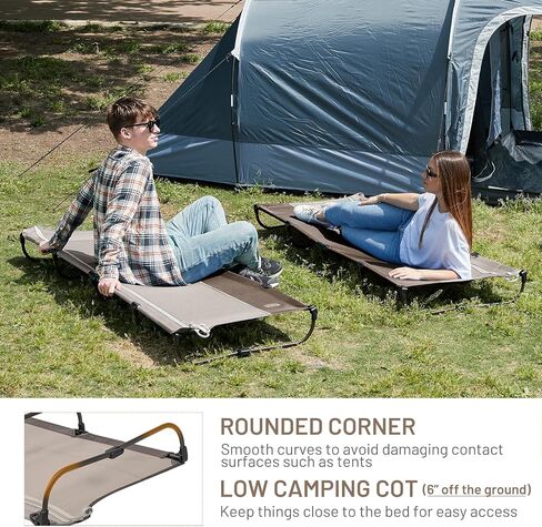 TIMBER RIDGE Lightweight Aluminum Camping Cot, 20-Second Quick Set-Up Folding Cot with Zipper Closure, Portable Carry Bag Included for Camping, Travel and Outdoors, Support up to 225lbs, Blue in Kuwait