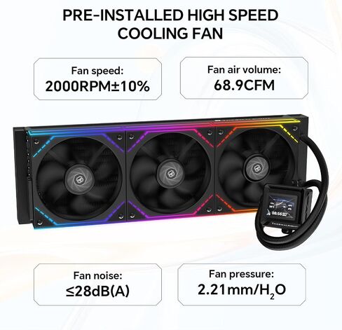 Thermalright FW360 SE ARGB V2 CPU CPU AIO سائل سائل لسطح المكتب-TL-M12Q 2000RPM Daisy-Chain Fans ، شاشة عرض شاشة LCD 2 "، لـ AM4/AM5 & Intel 1700/1851 (أسود) in Kuwait