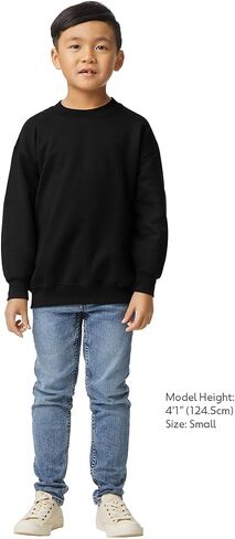 Gildan Unisex Child Fleece Crewneck Sweatshirt, Style G18000B, Black in Saudi Arabia