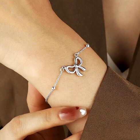 Gold Bow Bracelet for Women Cute Bowknot Bracelet Dainty Bow Beaded Chain Bracelet for Women Fashion Jewelry in Saudi Arabia