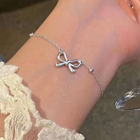 Gold Bow Bracelet for Women Cute Bowknot Bracelet Dainty Bow Beaded Chain Bracelet for Women Fashion Jewelry in Saudi Arabia