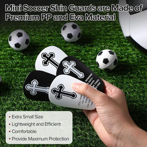 Jetec 2 Pairs Mini Soccer Shin Guards 3.15 x 1.97 in Small Shin Pads Cross Christian Jesus Black White Extra Miniature Bible Religious Shinguards Protective Football Equipment Kids Boys Girls Teens in Saudi Arabia