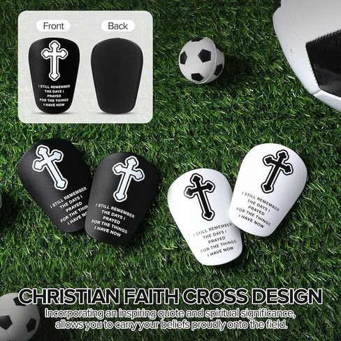Jetec 2 Pairs Mini Soccer Shin Guards 3.15 x 1.97 in Small Shin Pads Cross Christian Jesus Black White Extra Miniature Bible Religious Shinguards Protective Football Equipment Kids Boys Girls Teens in Saudi Arabia