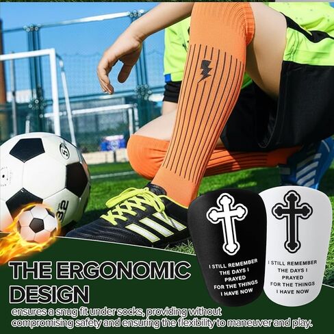 Jetec 2 Pairs Mini Soccer Shin Guards 3.15 x 1.97 in Small Shin Pads Cross Christian Jesus Black White Extra Miniature Bible Religious Shinguards Protective Football Equipment Kids Boys Girls Teens in Saudi Arabia