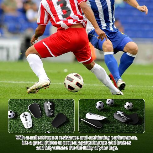 Jetec 2 Pairs Mini Soccer Shin Guards 3.15 x 1.97 in Small Shin Pads Cross Christian Jesus Black White Extra Miniature Bible Religious Shinguards Protective Football Equipment Kids Boys Girls Teens in Saudi Arabia