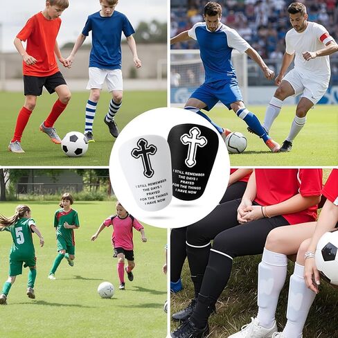 Jetec 2 Pairs Mini Soccer Shin Guards 3.15 x 1.97 in Small Shin Pads Cross Christian Jesus Black White Extra Miniature Bible Religious Shinguards Protective Football Equipment Kids Boys Girls Teens in Saudi Arabia