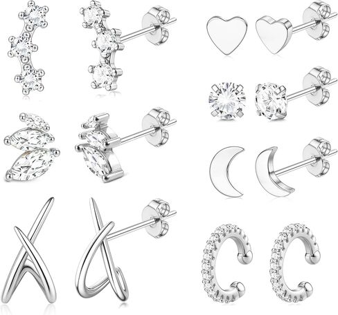 JSTYLE 14K أقراط ذهبية للنساء العصرية Hypoallergenic Surgical Steel Congring مجموعات حرك الغضاريف لمجموعة متعددة من الأزرار الصغيرة CZ Cuffs in Saudi Arabia