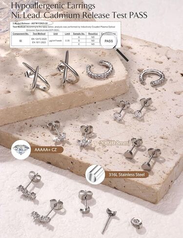 JSTYLE 14K أقراط ذهبية للنساء العصرية Hypoallergenic Surgical Steel Congring مجموعات حرك الغضاريف لمجموعة متعددة من الأزرار الصغيرة CZ Cuffs in Saudi Arabia