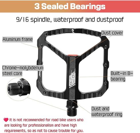 مجموعة دواسات الدراجة من SUNFATT، دواسات دراجة مقاس 9/16 بوصة، 3 محامل محكمة الغلق، غير قابلة للانزلاق، مقاومة للماء والغبار وخفيفة الوزن، لدراجات الطريق، والدراجات الجبلية، وBMX، والدراجة الإلكترونية in Kuwait