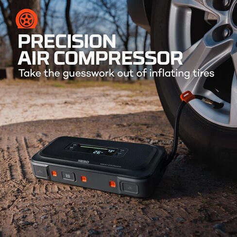 Nebo Assist Air 1500xp starter وضاغط الهواء | 44.4WH صندوق إمدادات الطاقة يعيد تشغيل 12 فولت بطارية ، و 150 رطل من ضاغط الهواء يضخّم الإطارات ، وأضواء غزيرة متكاملة ، منافذ USB ، TSA المعتمدة in Saudi Arabia