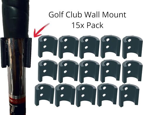 Golf Club Wall Mount Holders – Sleek Modern Design, Heavy-Duty, Golfer Gifts, Golf Club Organization, Golf Club Display, Golfer Essentials, Unisex Design, Matte Black, Made in Texas by Vets, 15 ct in Saudi Arabia