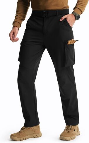 Libin Men's Hiking Pants Cargo Pockets Water Resistant Work Dress Pants Quick Dry Straight Leg Elastic Travel UPF 50+ in Kuwait