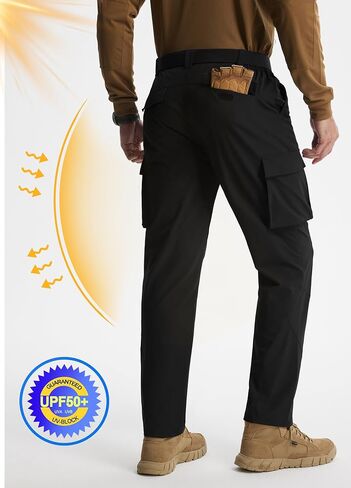 Libin Men's Hiking Pants Cargo Pockets Water Resistant Work Dress Pants Quick Dry Straight Leg Elastic Travel UPF 50+ in Kuwait