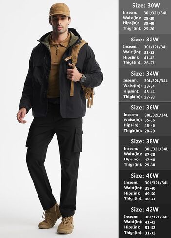 Libin Men's Hiking Pants Cargo Pockets Water Resistant Work Dress Pants Quick Dry Straight Leg Elastic Travel UPF 50+ in Kuwait