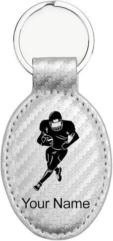 LaserGram Oval Keychain, Football Player, Personalized Engraving Included in Kuwait