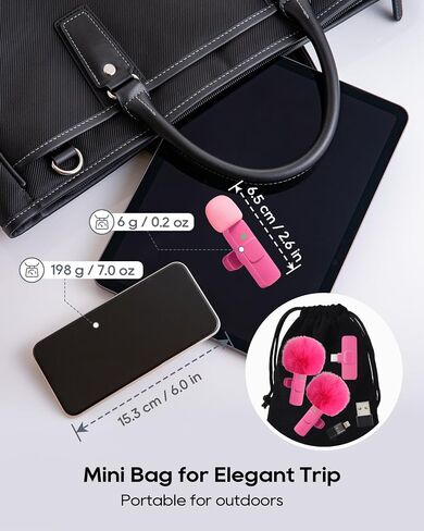 Mini Hot Pink Microphone for iPhone Android Phone Tablet PC ، USB C MIC Wireless Lavalier لتسجيل الفيديو Vlogging YouTube Tiktok Podcast Contractors ، Type C Tiny Microphones in Kuwait