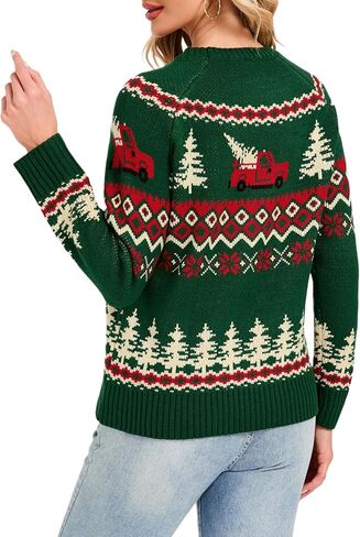 النساء سميك مكتنزة شاحنات السترة شاحنات الثلج Snowflake Cedar Sweattens Holiday Pullover in Saudi Arabia
