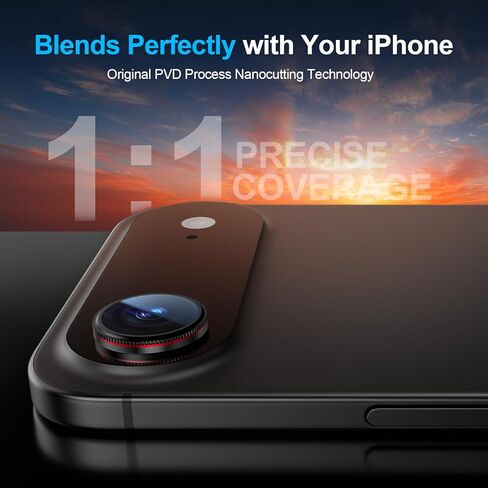 X-it for 2 Pack iPhone 16 Pro Max/15 Pro Max/14 Pro Max/14 Pro/15 Pro/iPhone 16 Pro Camera Lens Protector, Military-Grade Shatterproof Ultra HD 9H Tempered Glass iPhone Camera Lens Protector,Black Red in Kuwait