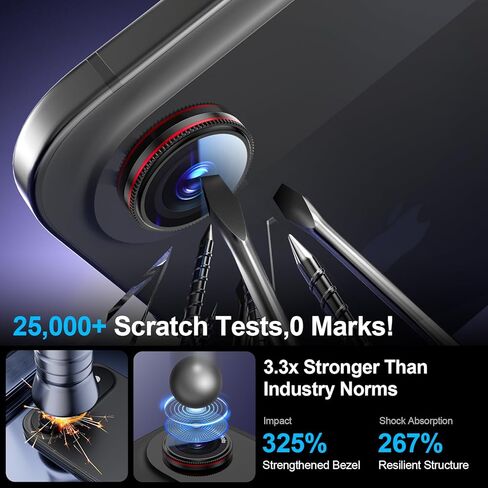 X-it for 2 Pack iPhone 16 Pro Max/15 Pro Max/14 Pro Max/14 Pro/15 Pro/iPhone 16 Pro Camera Lens Protector, Military-Grade Shatterproof Ultra HD 9H Tempered Glass iPhone Camera Lens Protector,Black Red in Kuwait