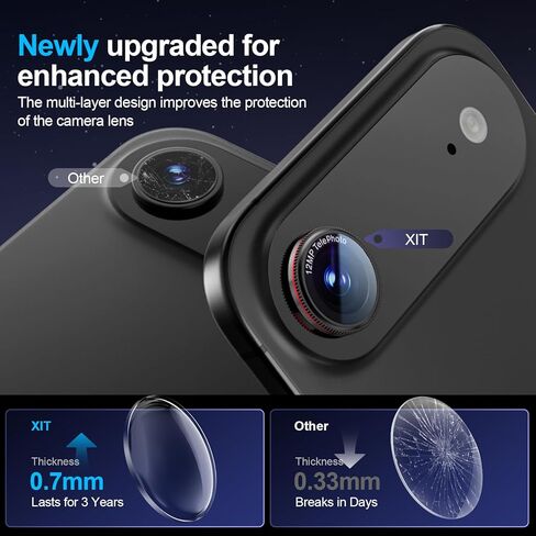 X-it for 2 Pack iPhone 16 Pro Max/15 Pro Max/14 Pro Max/14 Pro/15 Pro/iPhone 16 Pro Camera Lens Protector, Military-Grade Shatterproof Ultra HD 9H Tempered Glass iPhone Camera Lens Protector,Black Red in Kuwait